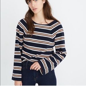 Madewell Texture & Thread Striped Pullover Boxy Sweater Flare Sleeve